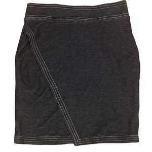 Banana Republic Faux Wrap Knit Skirt Contrast Stitch Dark Wash Women 14